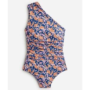 J.Crew Ruched one-shoulder one-piece Swimsuit in painted block print Size 16